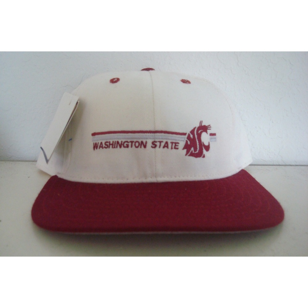 WASHINGTON STATE COUGARS SPLT BAR   90S SNAPBACK  DEADSTOCK HAT‎ CAP VINTAGE A4